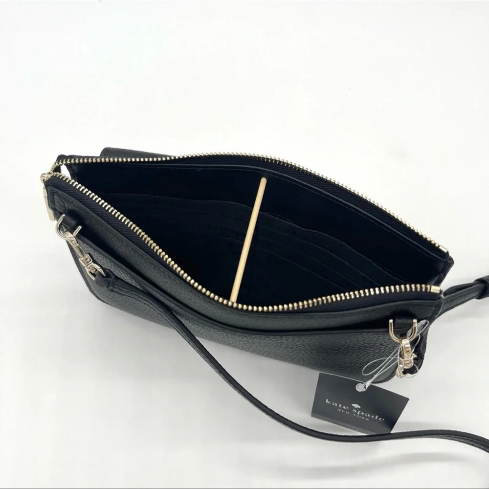 Kate Spade Leila Pebbled Leather Small Flap Crossbody Bag Black - Picture 7 of 10